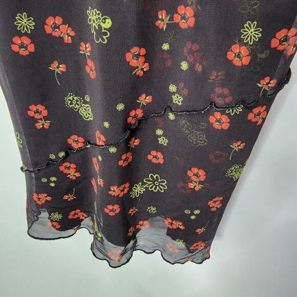 Urban Outfitters NWOT Bright Side Lace‎ Up Mini Dress Black Multi Floral Print S - Picture 7 of 16